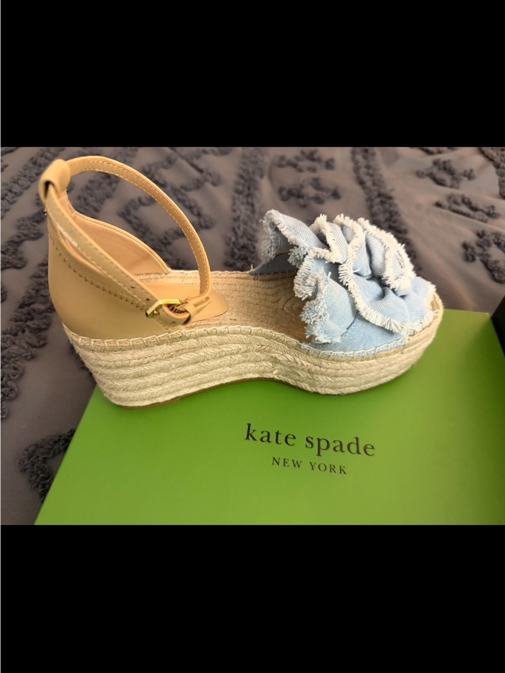 kate spade Light Blue Floral Espadrille Wedge with Neutral Ankle Strap